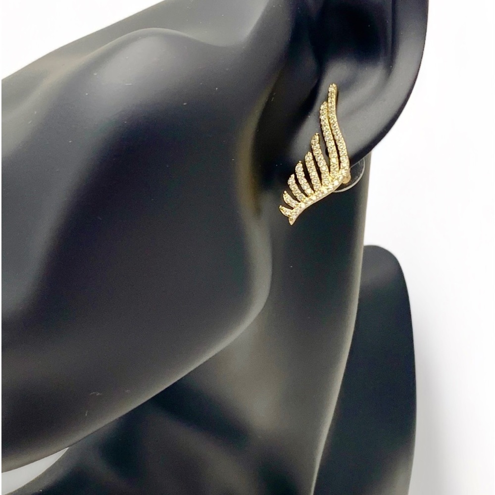 Delicate Dainty Paved With Cubic Zirconia Wing Studs Earrings For Women
